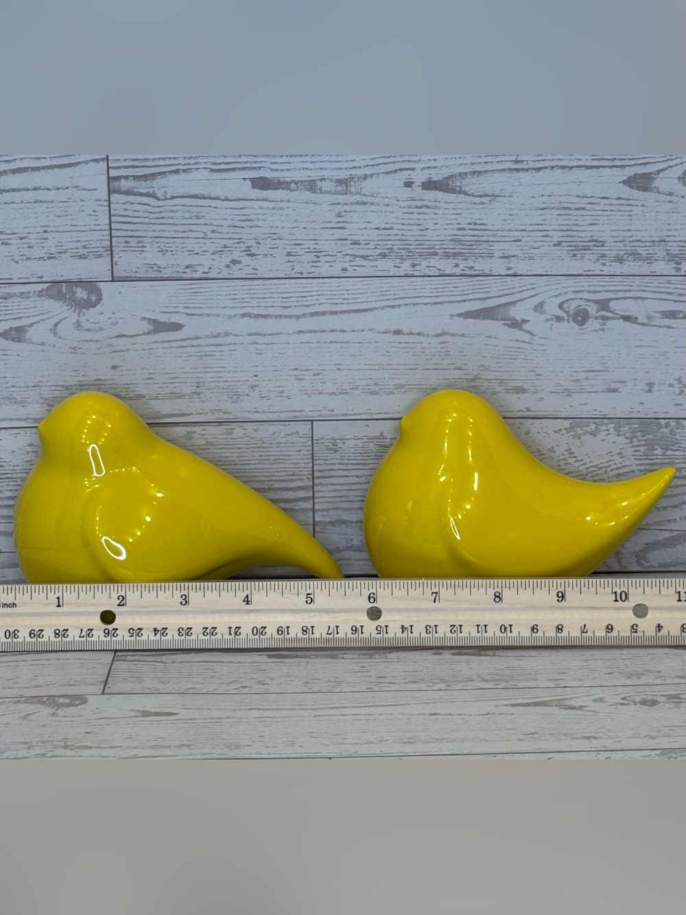 Yellow Ceramic Bird Figurines - Set of 3 - Picture 7 of 8